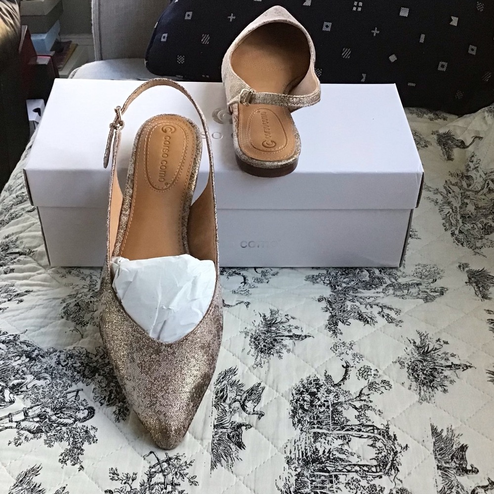 *New* in box Corso Como Jackey Brocade Metallic sling-back flats 8m